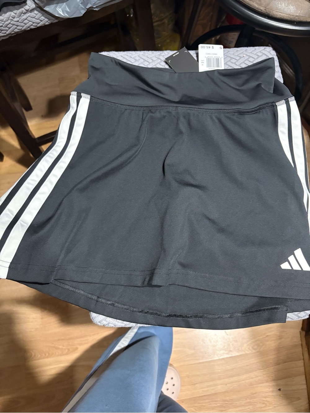 adidas Black Skort with White Side Stripes